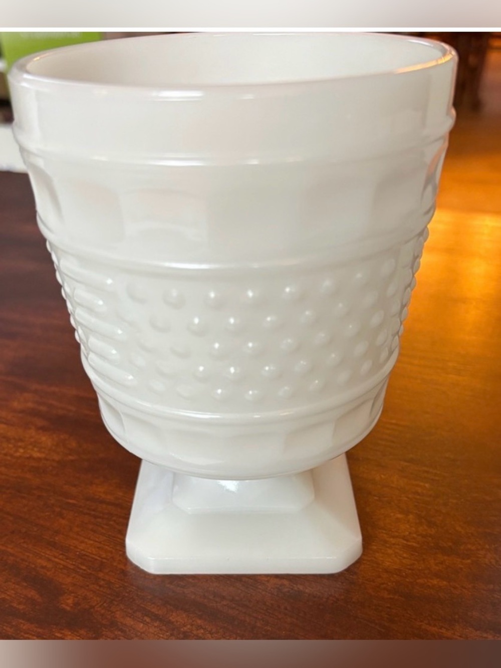 Milk Glass Vase Hobnail Pedestal Vintage Napco